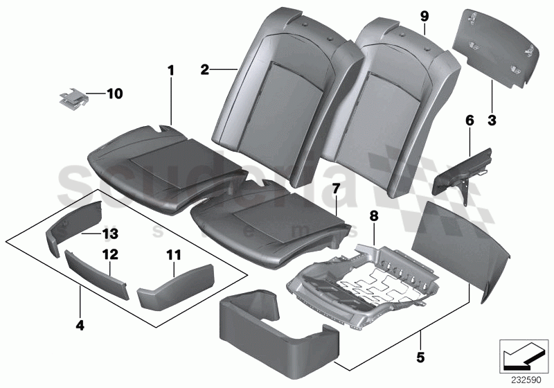 Business seat, rear cushion/cover of Rolls Royce Rolls Royce Phantom