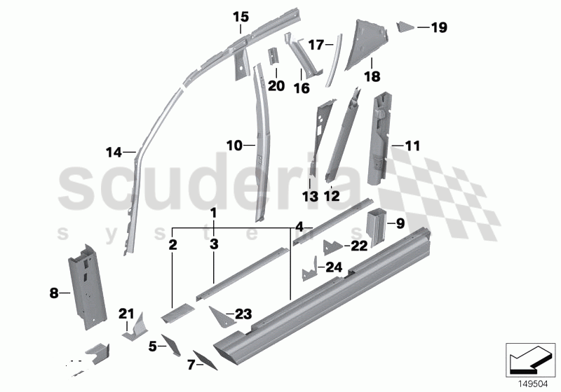 SINGLE COMPONENTS FOR BODY-SIDE FRAME of Rolls Royce Rolls Royce Phantom Extended Wheelbase