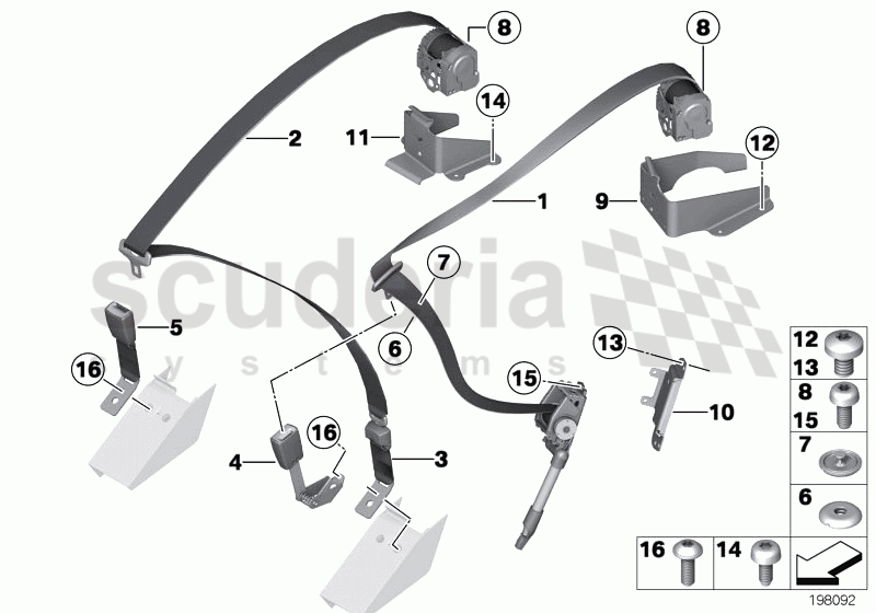 Rear seat belt, basic of Rolls Royce Rolls Royce Phantom Extended Wheelbase