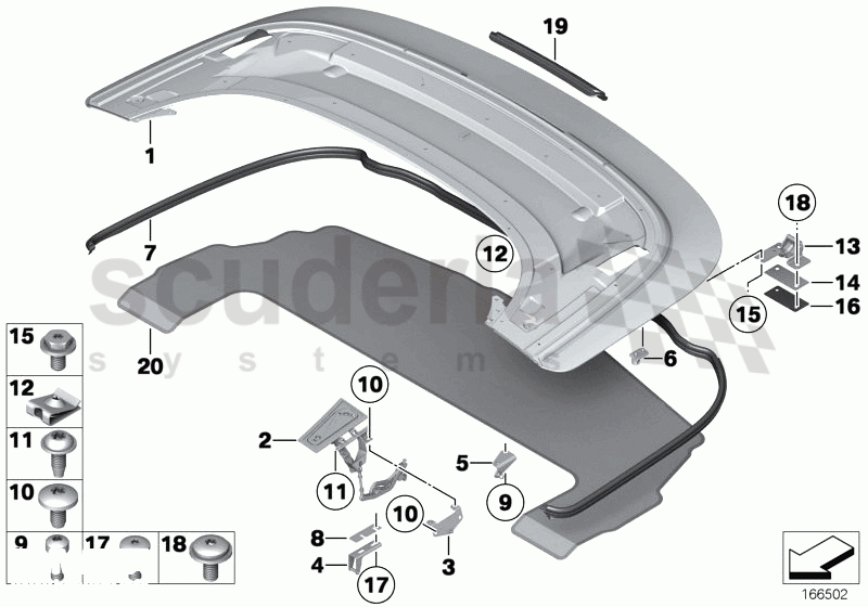 Folding top compartment lid of Rolls Royce Rolls Royce Phantom Drophead Coupe