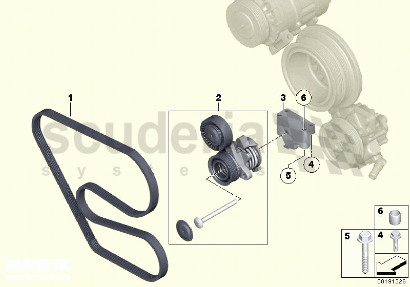 Belt drive for air cond & power steering of Rolls Royce Rolls Royce Phantom Extended Wheelbase