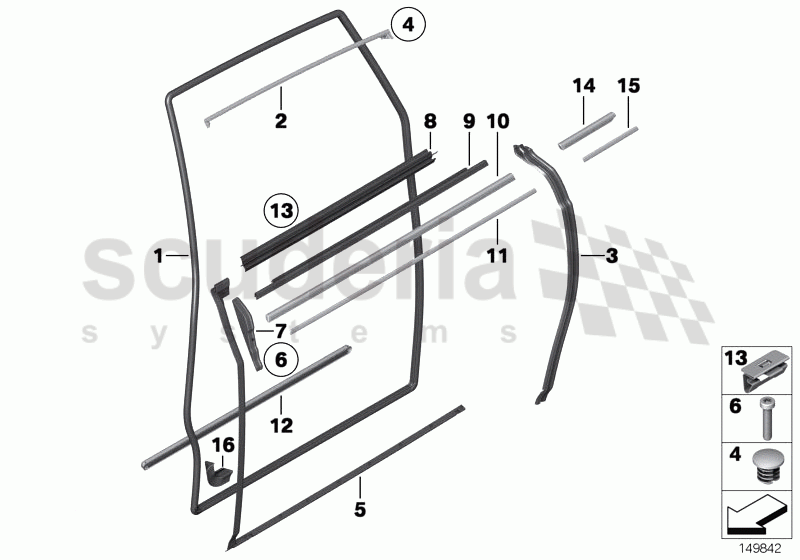 Door weatherstrip, rear of Rolls Royce Rolls Royce Phantom Extended Wheelbase