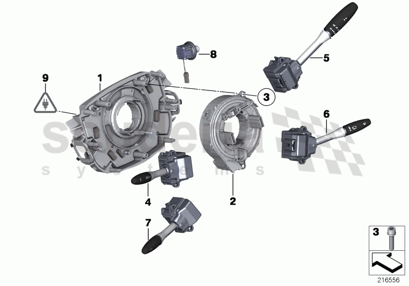 Steering column switch/control unit of Rolls Royce Rolls Royce Phantom Drophead Coupe