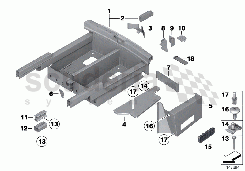 Mounting parts for trunk floor panel of Rolls Royce Rolls Royce Phantom