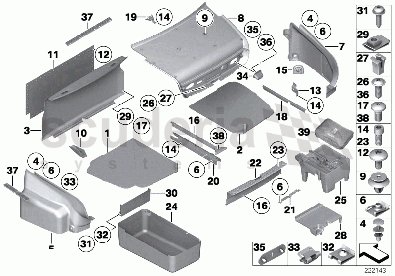 Trunk trim panel of Rolls Royce Rolls Royce Phantom Extended Wheelbase