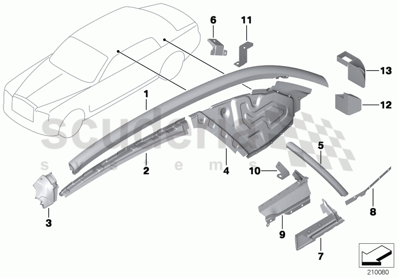 Side frame, C-pillar, top of Rolls Royce Rolls Royce Phantom Coupe