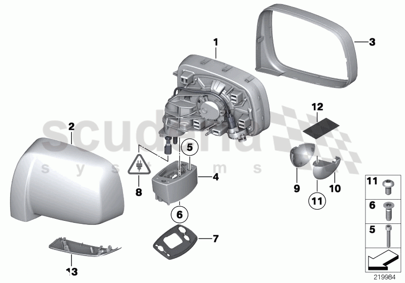 Outside mirror with auto dip of Rolls Royce Rolls Royce Ghost Series I (2009-2014)