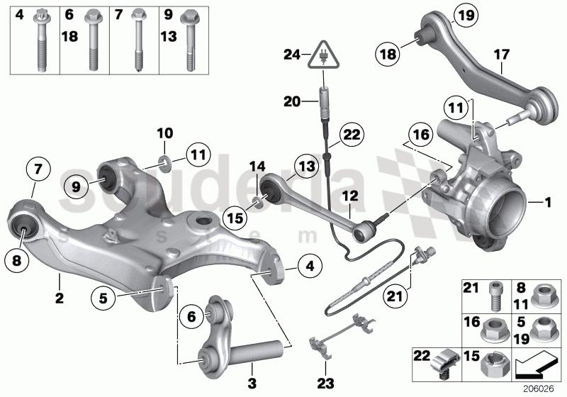 REAR AXLE SUPPORT/WHEEL SUSPENSION of Rolls Royce Rolls Royce Phantom