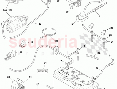 Photo of Cable starter motor to terminal post…