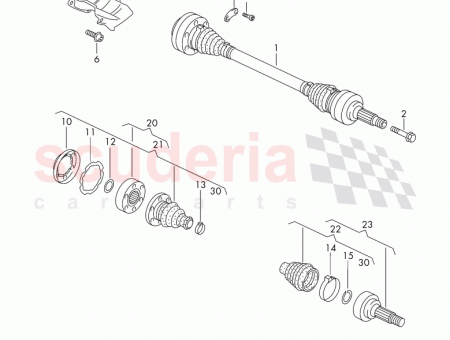 Photo of constant velocity joint with boot attachment parts and…