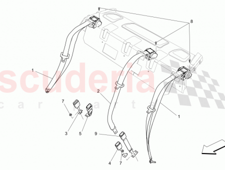 Photo of CENTRE REAR SEATBELT BUCKLE SECTION EU AU CN…