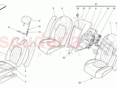 Photo of RH REAR CUSHION LINING GRAIN B LEATHER SEATS…